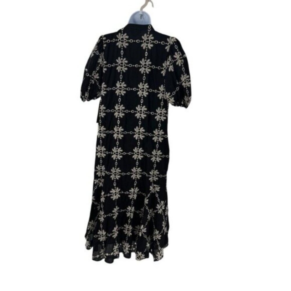 Tuckernuck NEW Black Eyelet Lewis Puff Sleeve Embroidered Maxi Dress Size M - Picture 7 of 11